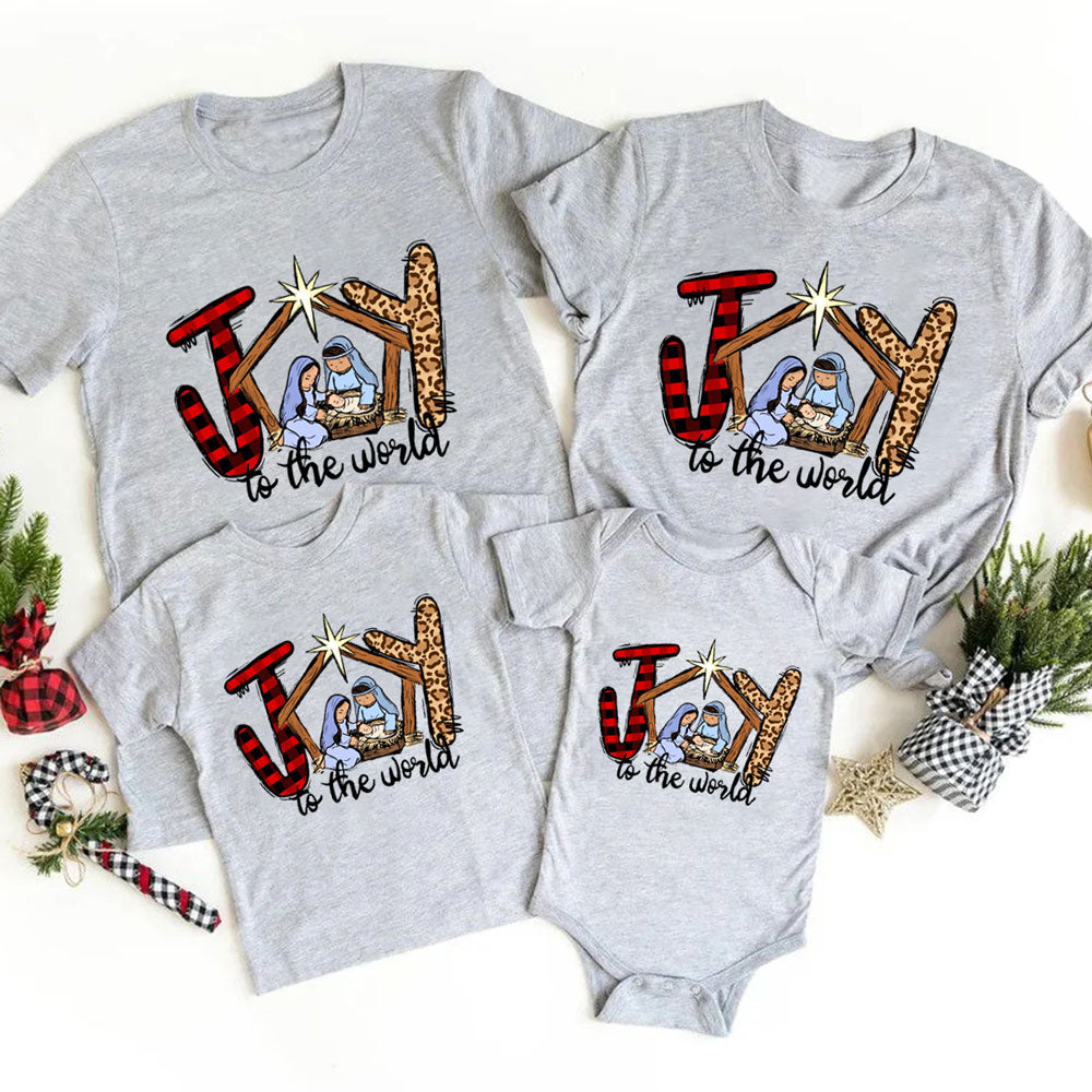 Joy to the World Christian Christmas Family Matching Shirts