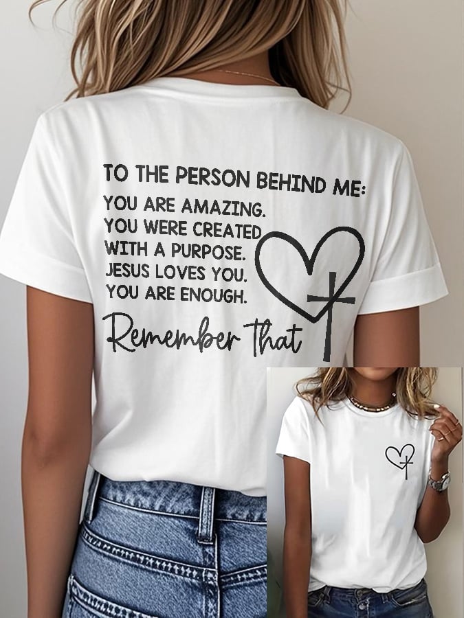 Women's Dear Person Behind Me Christian Print Casual T-Shirt