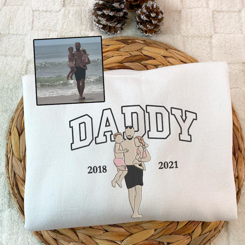 Personalized Dad & Me Sweatshirt - Custom Photo Embroidery with Year & Nickname - Best Father's Day Gift