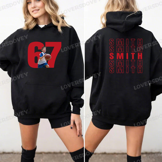 Custom Basketball Personalize Cheer Tee- Custom Photo & Number & Name Print Sport Shirt