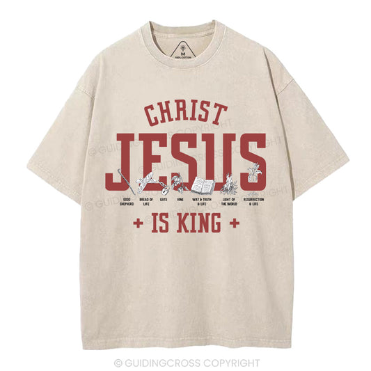 Jesus Is King Christian Washed T-Shirt