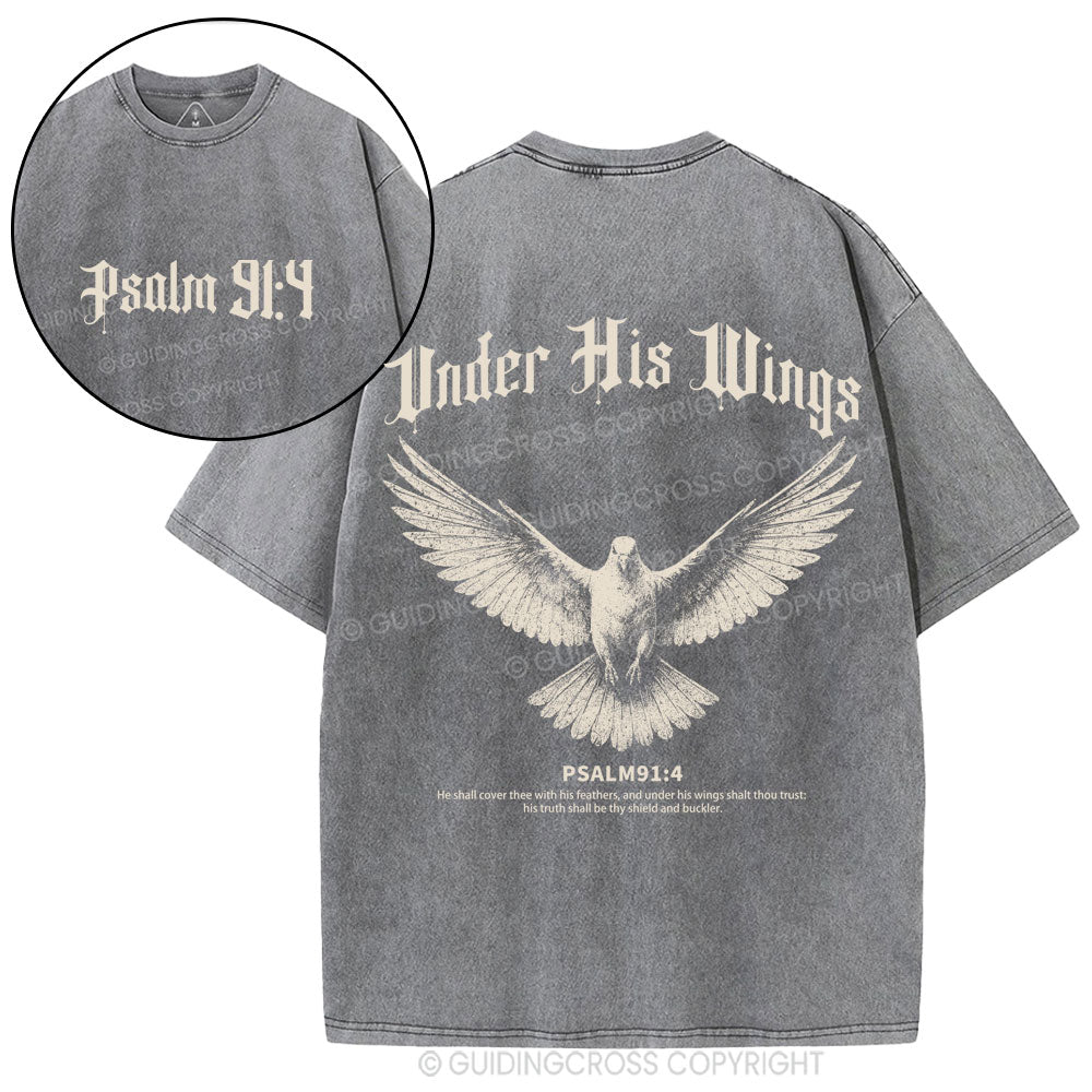 Under His Wings Christian Washed T-Shirt