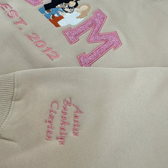 Personalized Embroidered Family Photo Glitter Sweatshirt - Mother's Day Gift