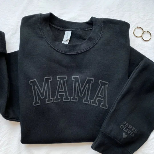 Personalized 3D Puff Print Outline DAD Sweatshirt with Kids Names on Sleeve