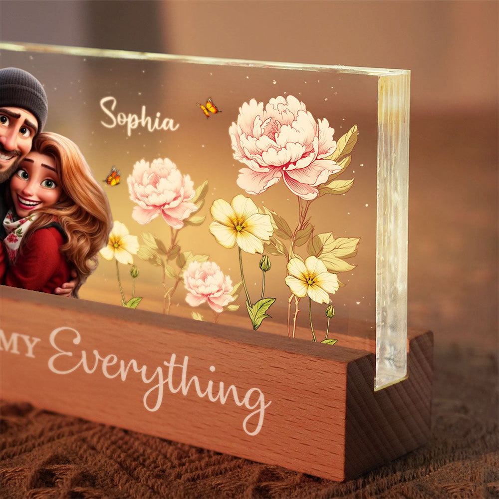 Couple Birth Month Flower Personalized Acrylic Block LED Night Light, Heartfelt 2025 Valentine's Day Gift For Him