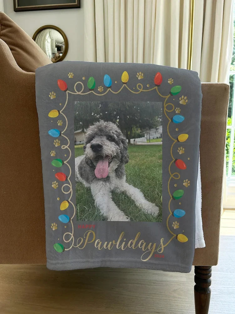 Personalized Dog Portrait Throw Blanket, Custom Pet Blanket, Christmas Gift