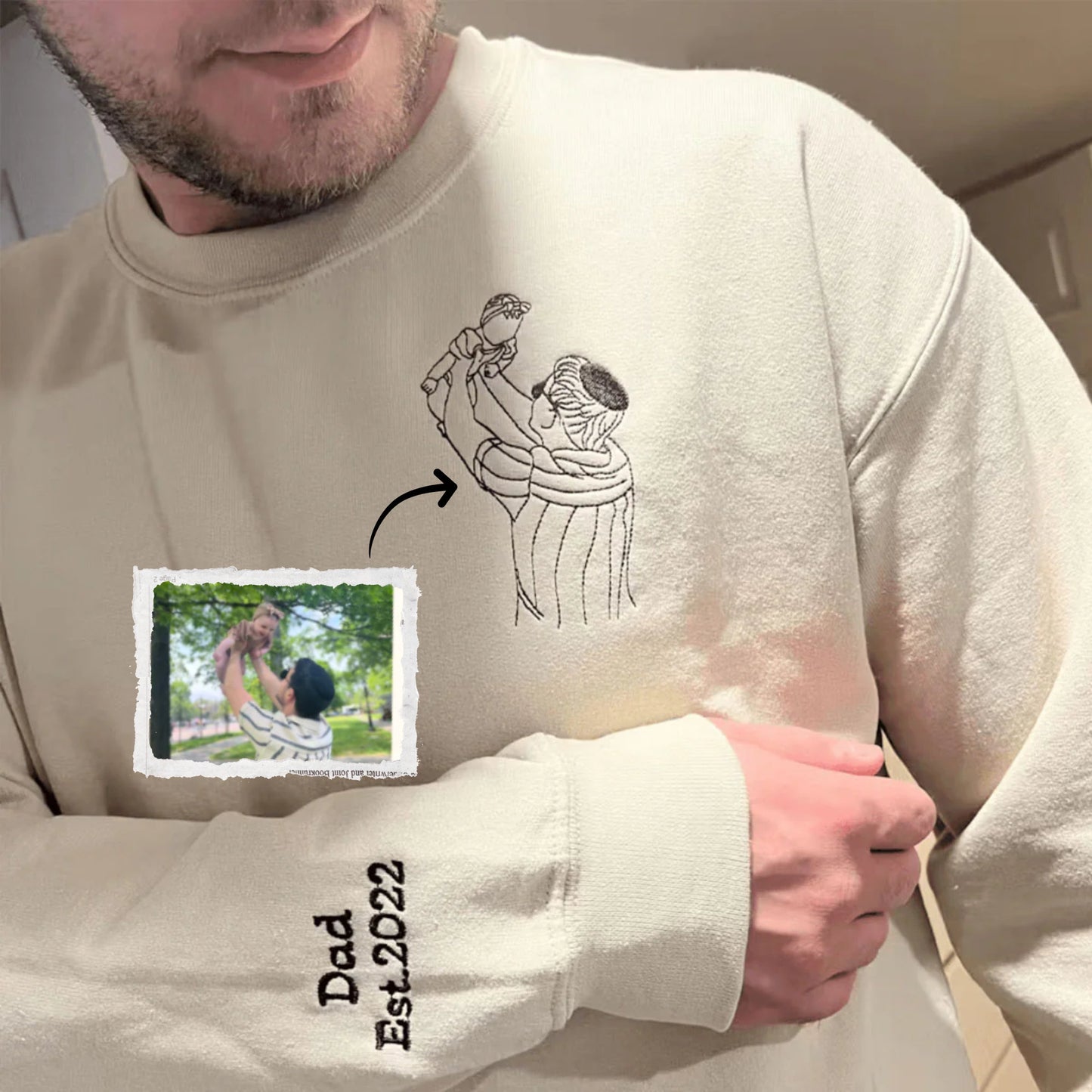 Personalized Photo Portrait Sweatshirt for Dad, Papa, and Your Beloved Ones