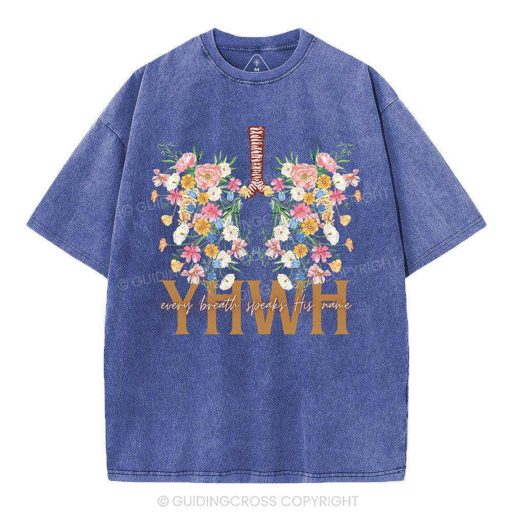YHWH Floral Christian Washed T-Shirt