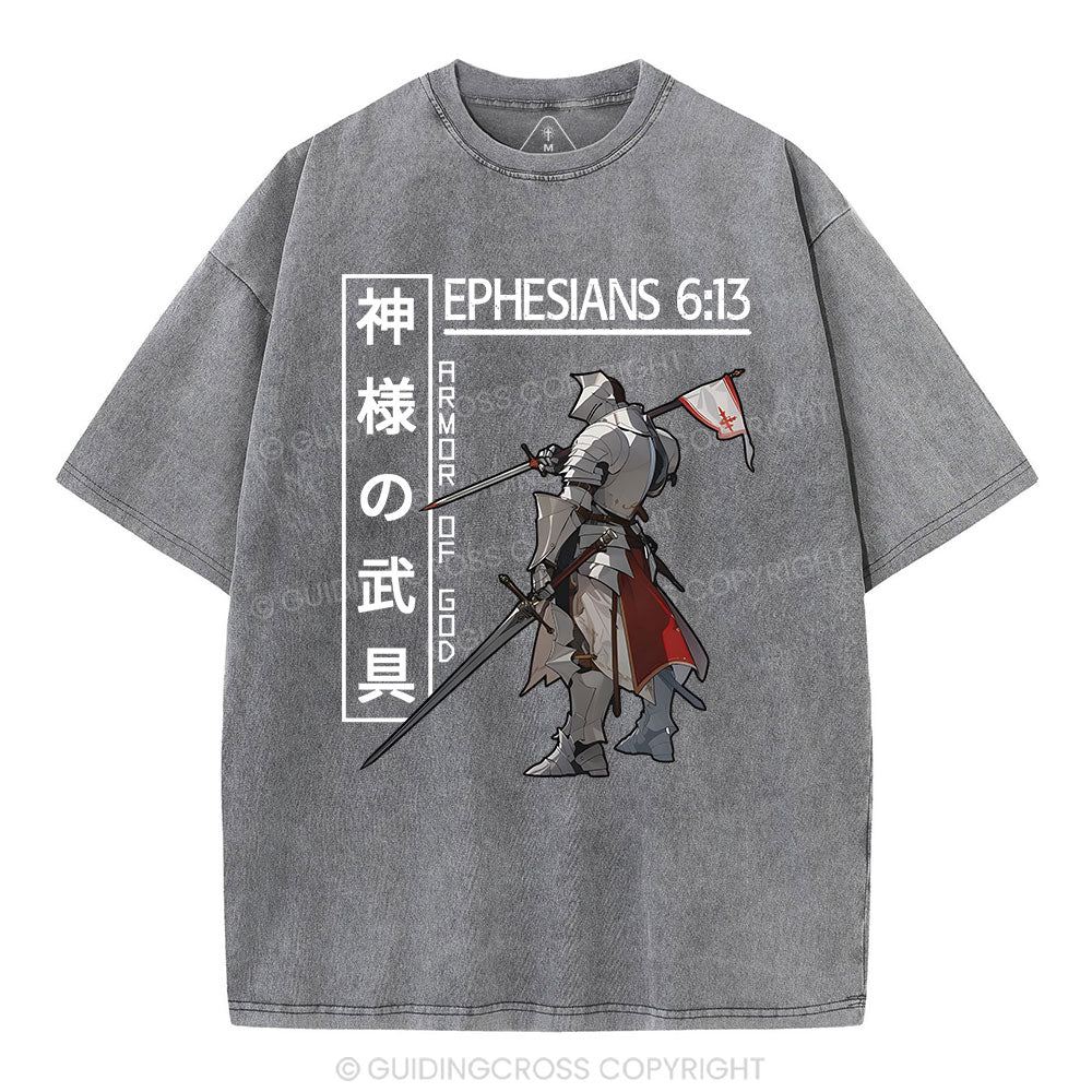 Armor Of God Anime Christian Washed T-Shirt
