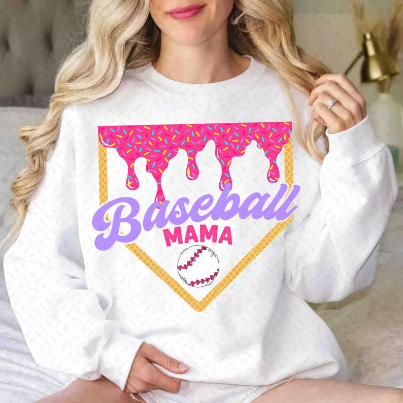 Baseball Mama Drip Shirt, Baseball Ice Cream Drip Shirt, Basebaall Mama Tee, Game Day Baseball Gift