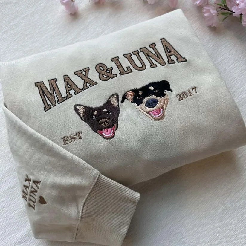Custom Dog Hoodie Embroidered Dog Name Varsity Style Hoodie | Gifts for Pet Lovers