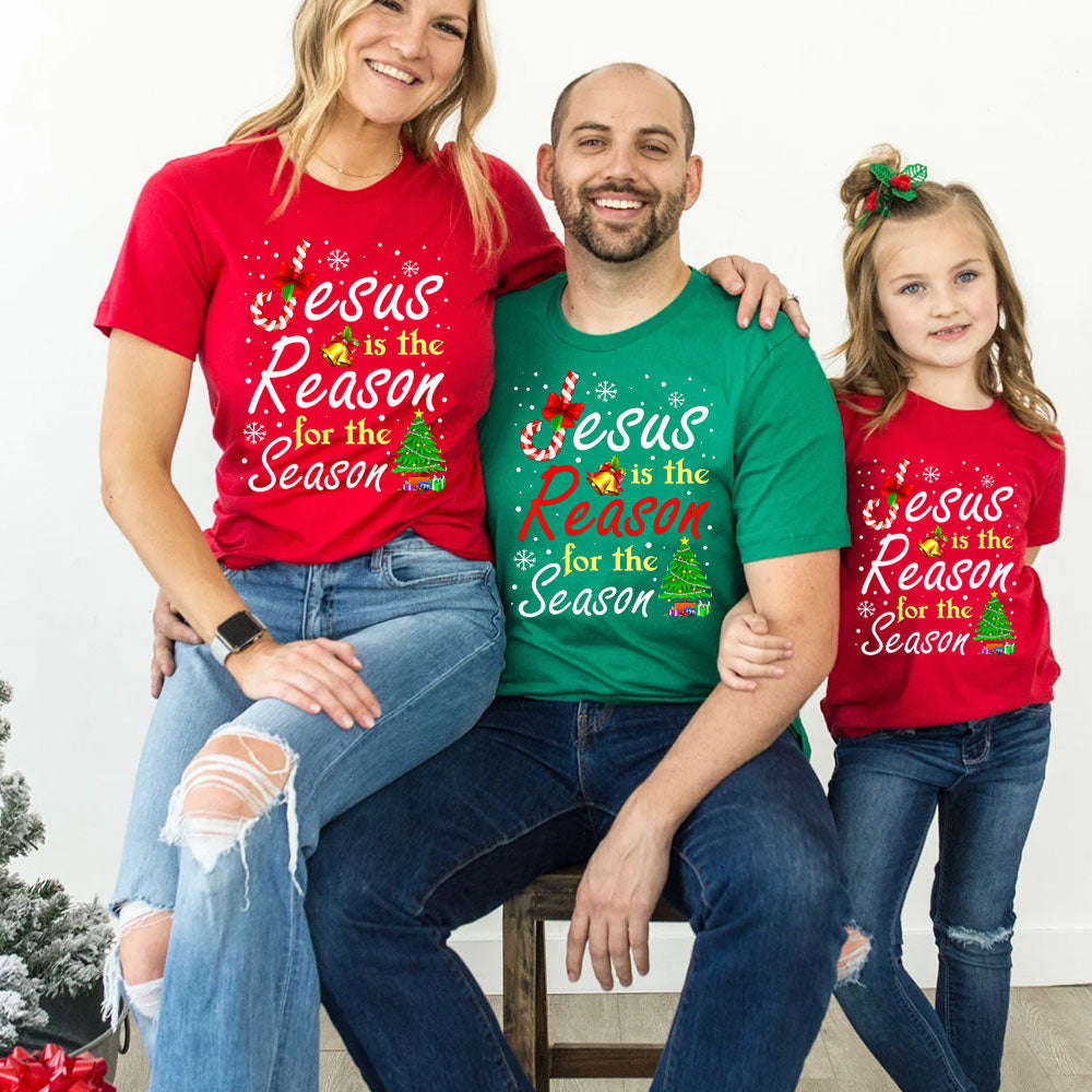 Jesus the Reason for the Season Christian Christmas Family Matching Shirts