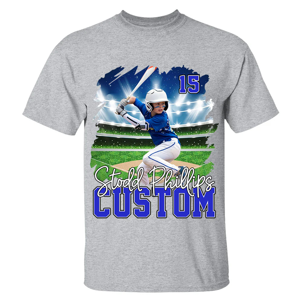 Custom Photo BaseBall Player And Team Name Shirt - Personalized Photo Sports Shirt
