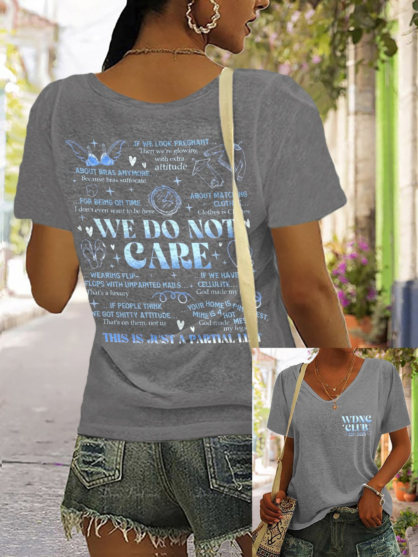 🔥Buy 3 Get 15% Off🔥V-Neck Retro Funny Proud Member Of WDNC Club Est. 2025 Menopause Perimenopause Print T-Shirt