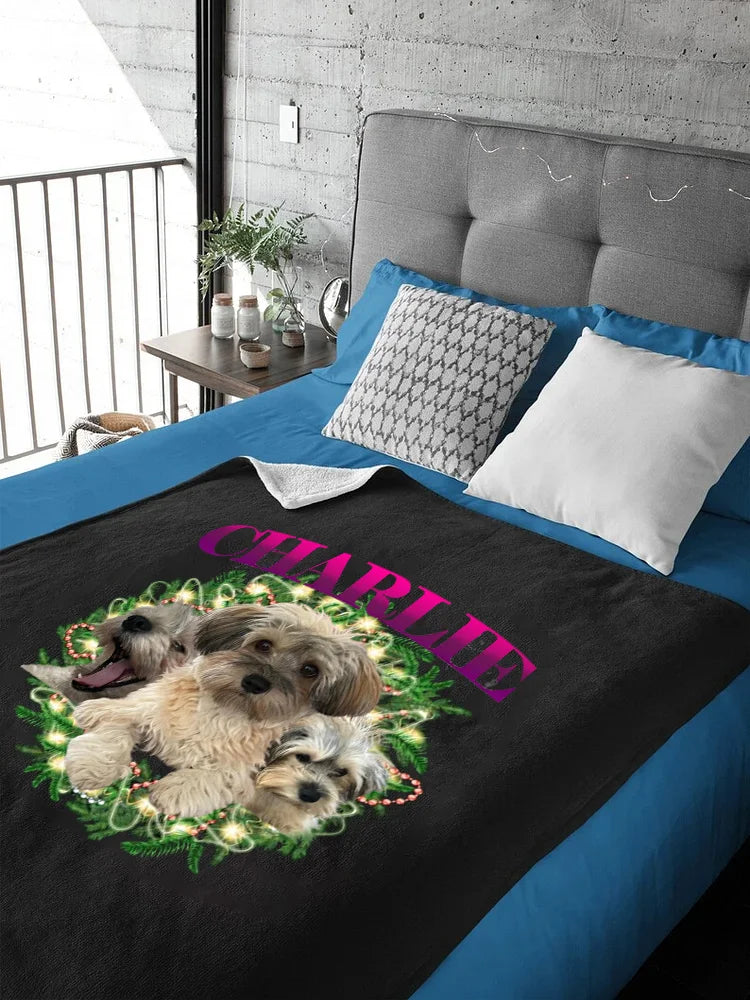 Christmas Personalized Dog Blanket Custom Christmas Retro Style Pet Blanket