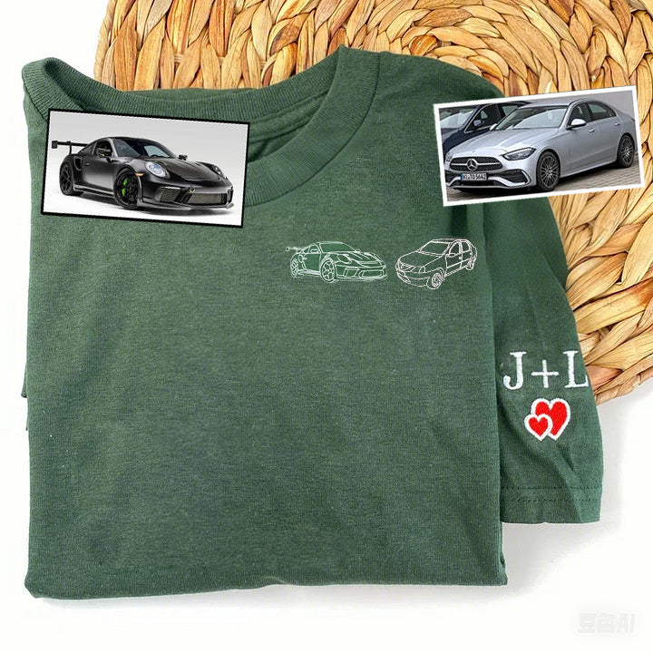 Custom Car Embroidered Sweatshirt – Personalize with Your Multiple Favorite Rides🚗