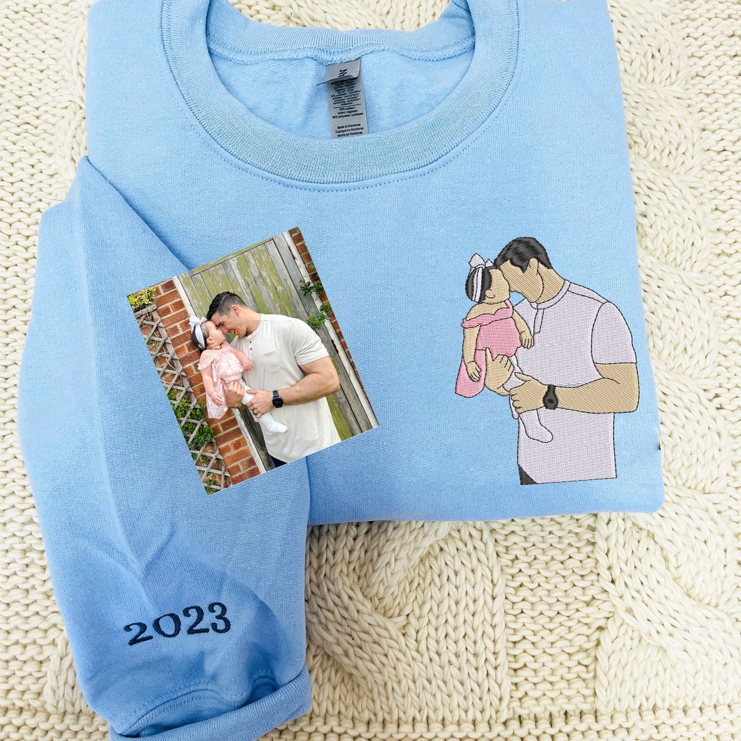 Personalized Photo Portrait Sweatshirt for Dad, Papa, and Your Beloved Ones