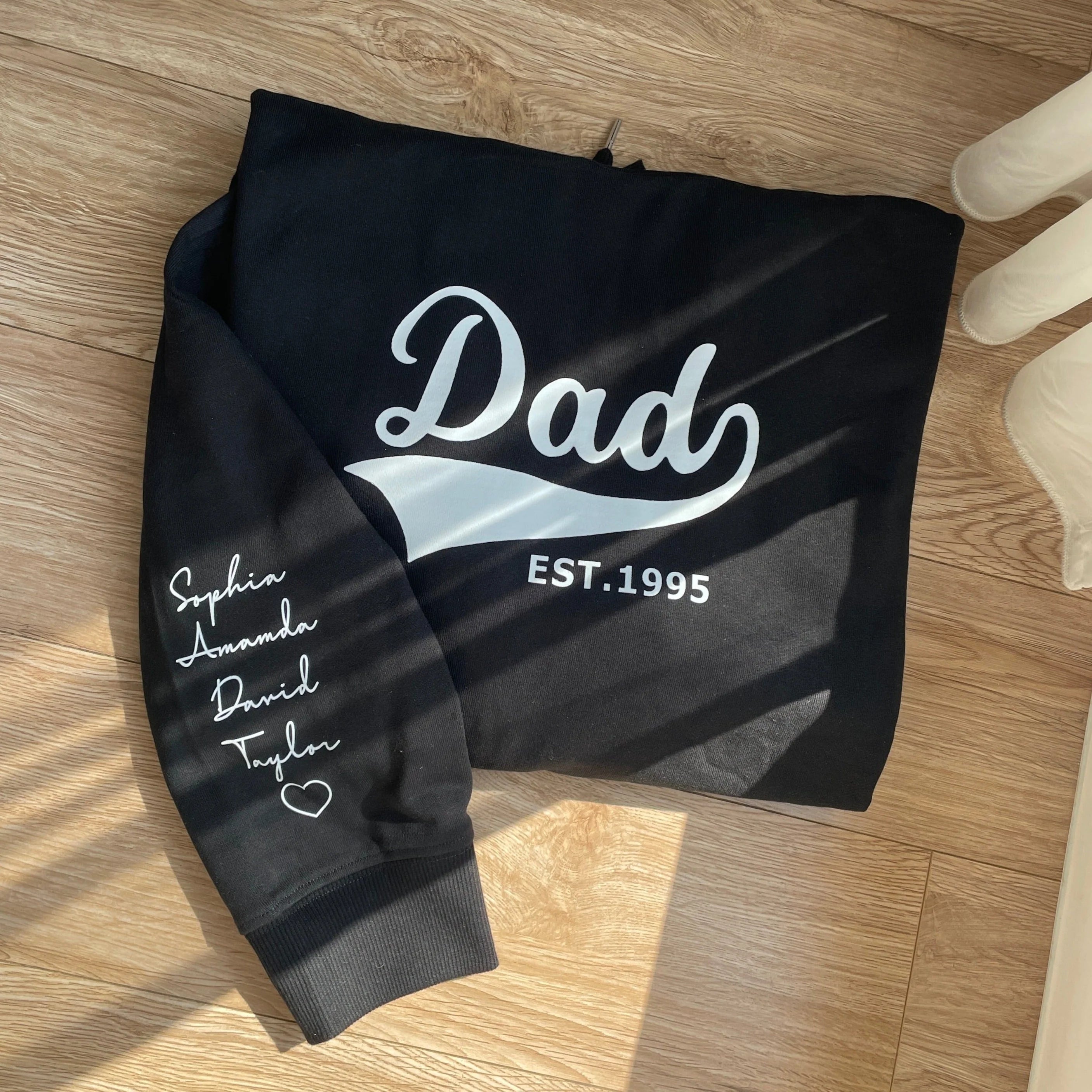 Personalized Dad T-shirt/Sweatshirt/Hoodie with Kids Name on sleeve