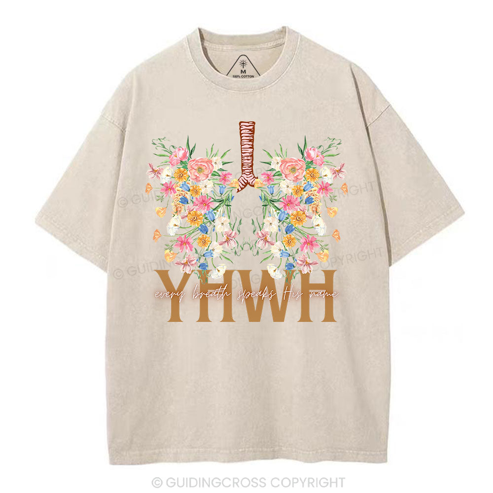 YHWH Floral Christian Washed T-Shirt