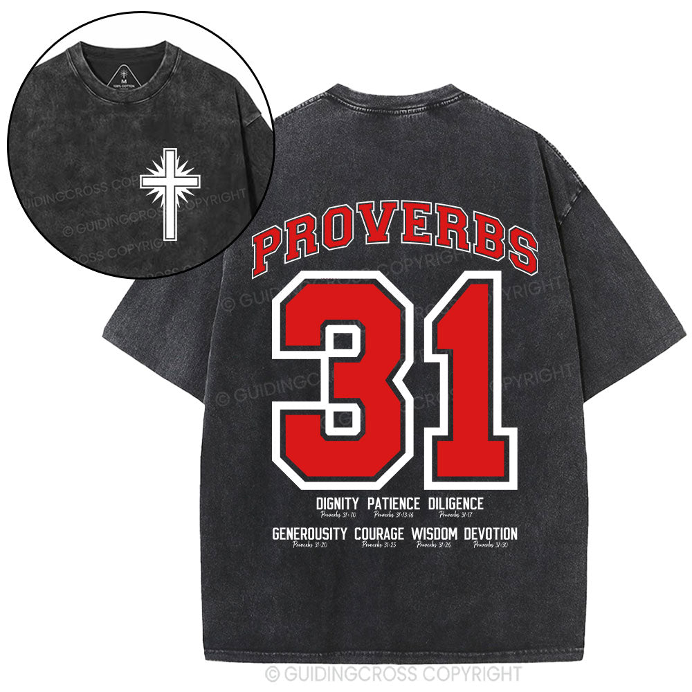 7 Virtues of the Proverbs 31 Woman Christian Washed T-Shirt