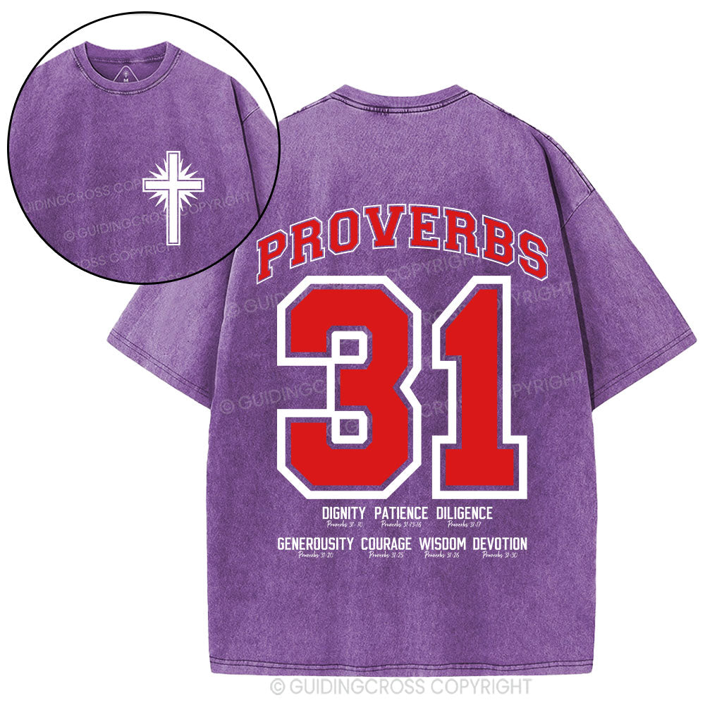 7 Virtues of the Proverbs 31 Woman Christian Washed T-Shirt