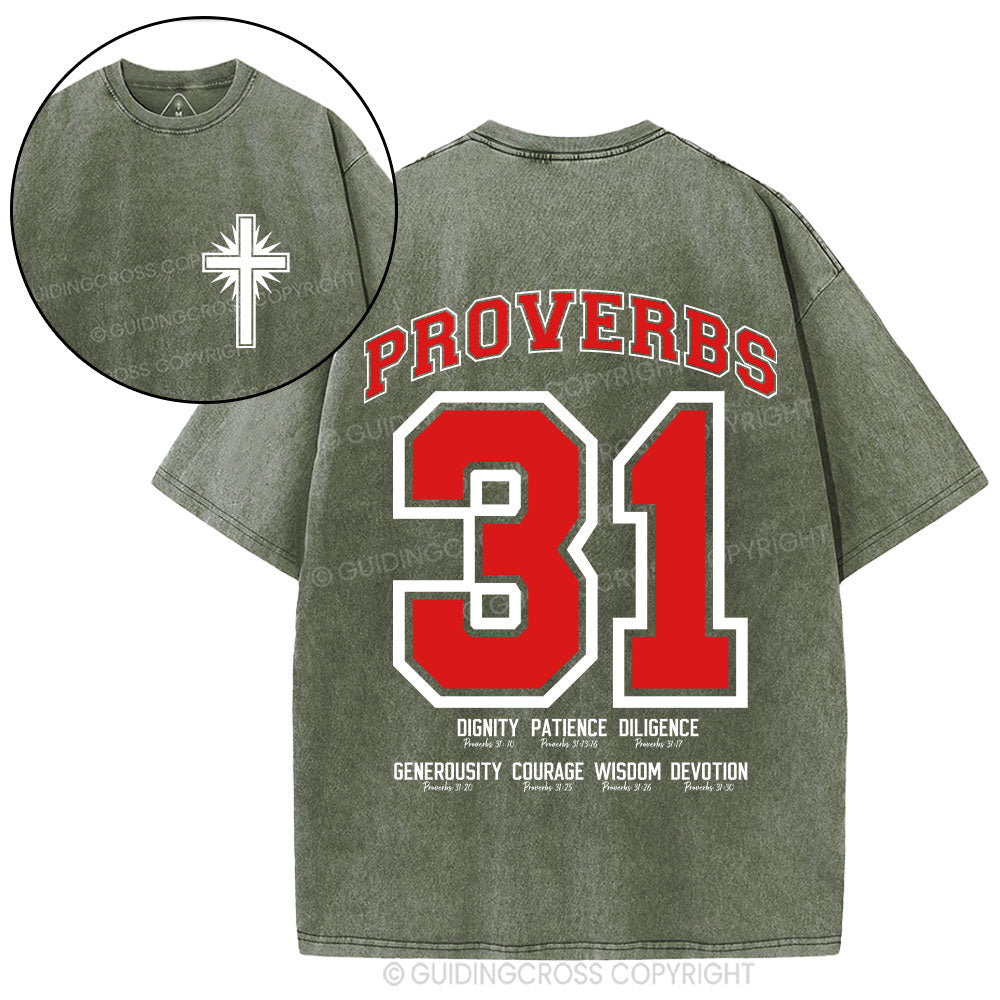 7 Virtues of the Proverbs 31 Woman Christian Washed T-Shirt