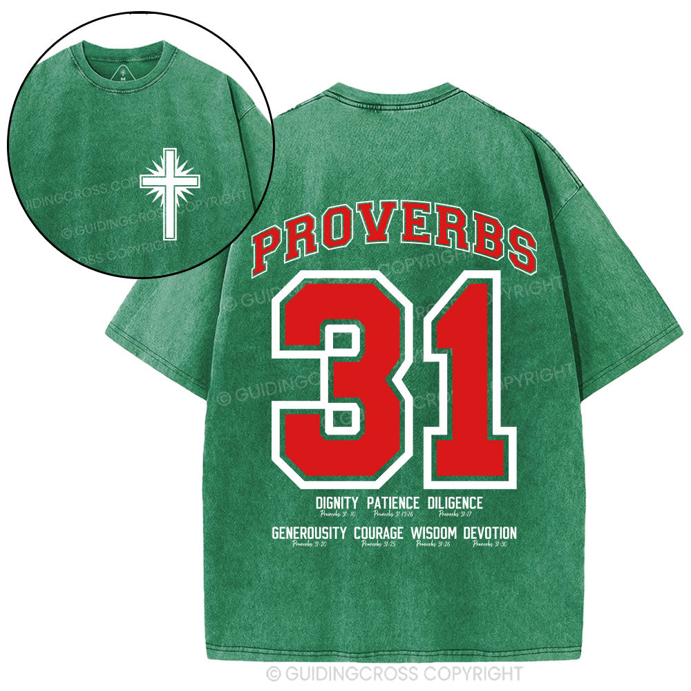 7 Virtues of the Proverbs 31 Woman Christian Washed T-Shirt