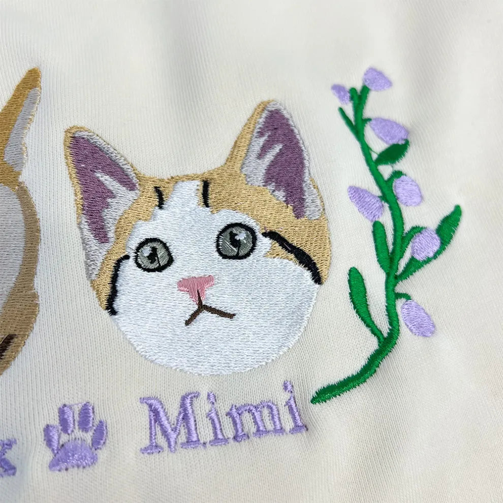 Custom Embroidered Hoodie/Sweatshirt With Pet Portrait Flower | for Pet Lover