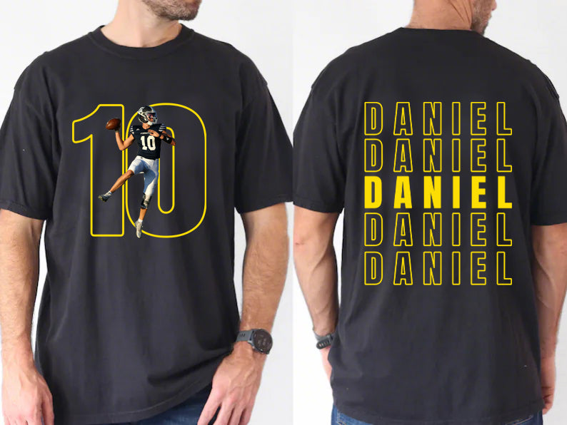 Matching Game Day Tees for Dad & Kids – Custom Football Photo Shirts for Team Spirit!