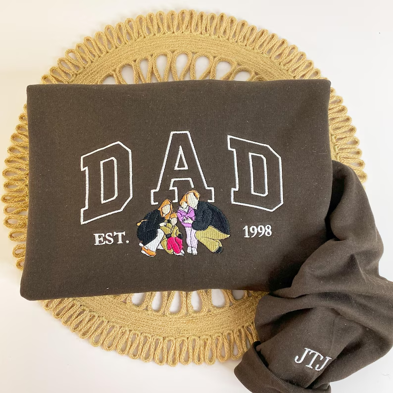 Personalized Dad & Me Sweatshirt - Custom Photo Embroidery with Year & Nickname - Best Father's Day Gift