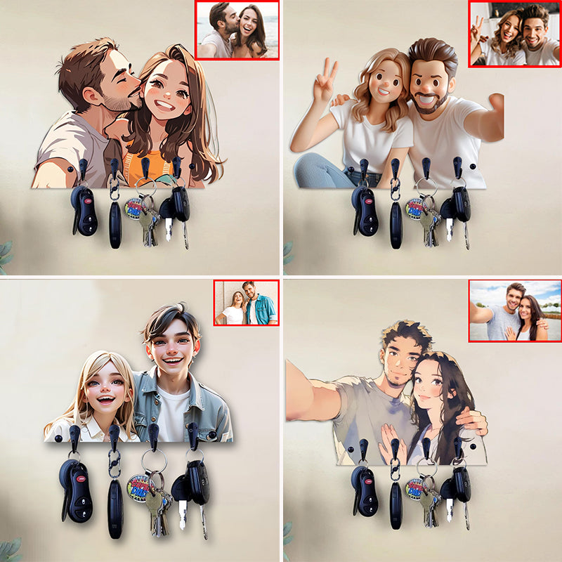 Personalised Portrait Couple/Family Key Holder