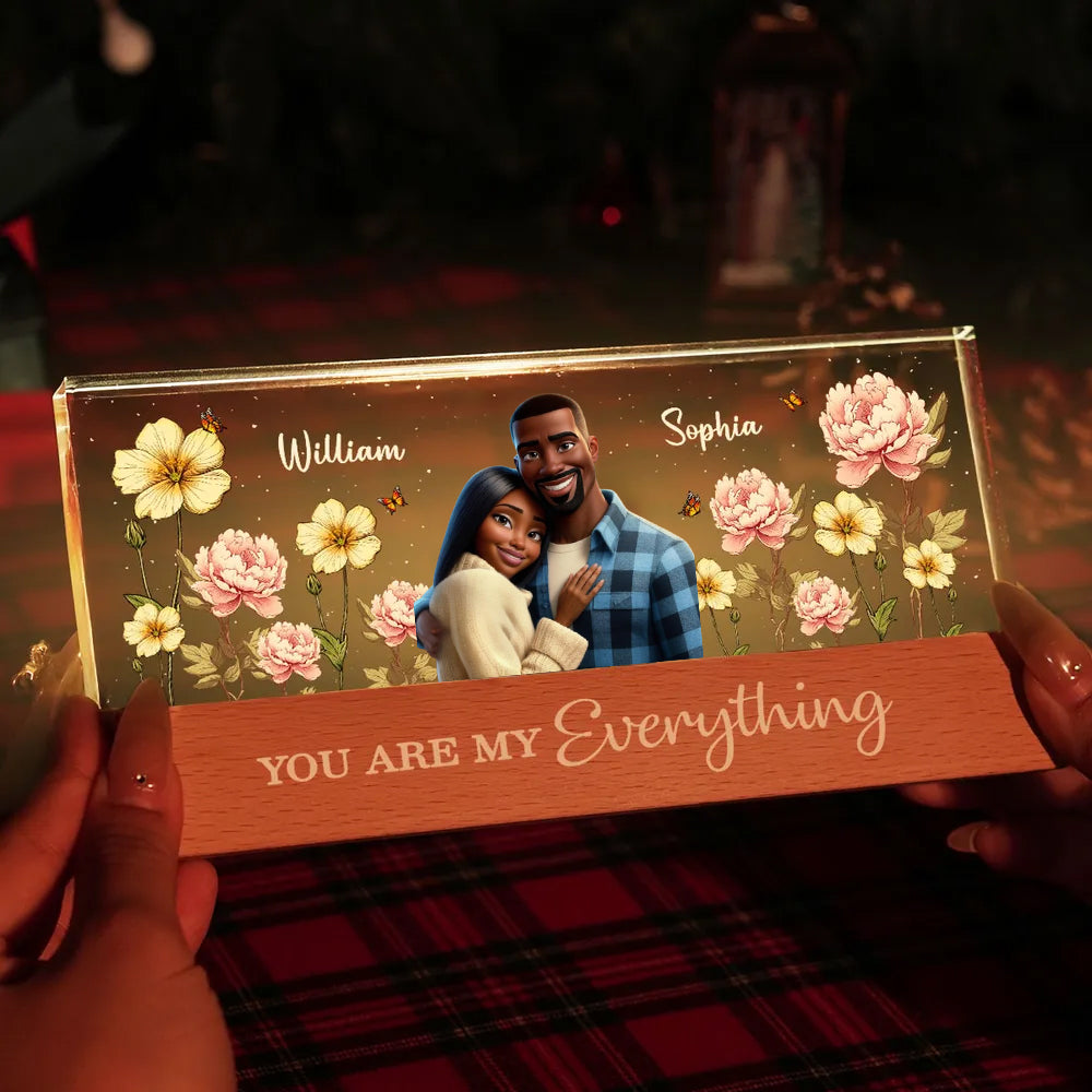 Couple Birth Month Flower Personalized Acrylic Block LED Night Light, Heartfelt 2025 Valentine's Day Gift For Him