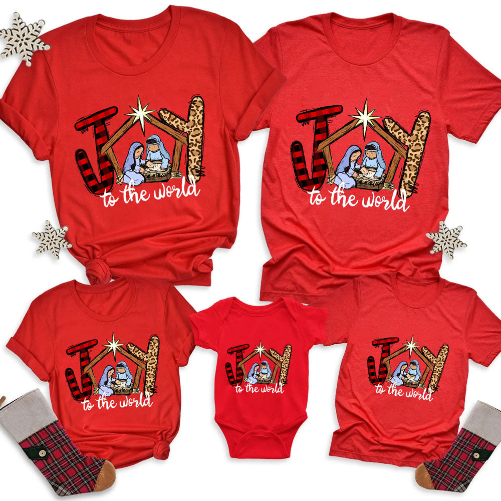 Joy to the World Christian Christmas Family Matching Shirts