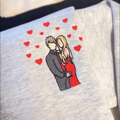 Loversdovey Custom Embroidered Portrait Sweatshirt from Photo • Valentine’s Day Gift