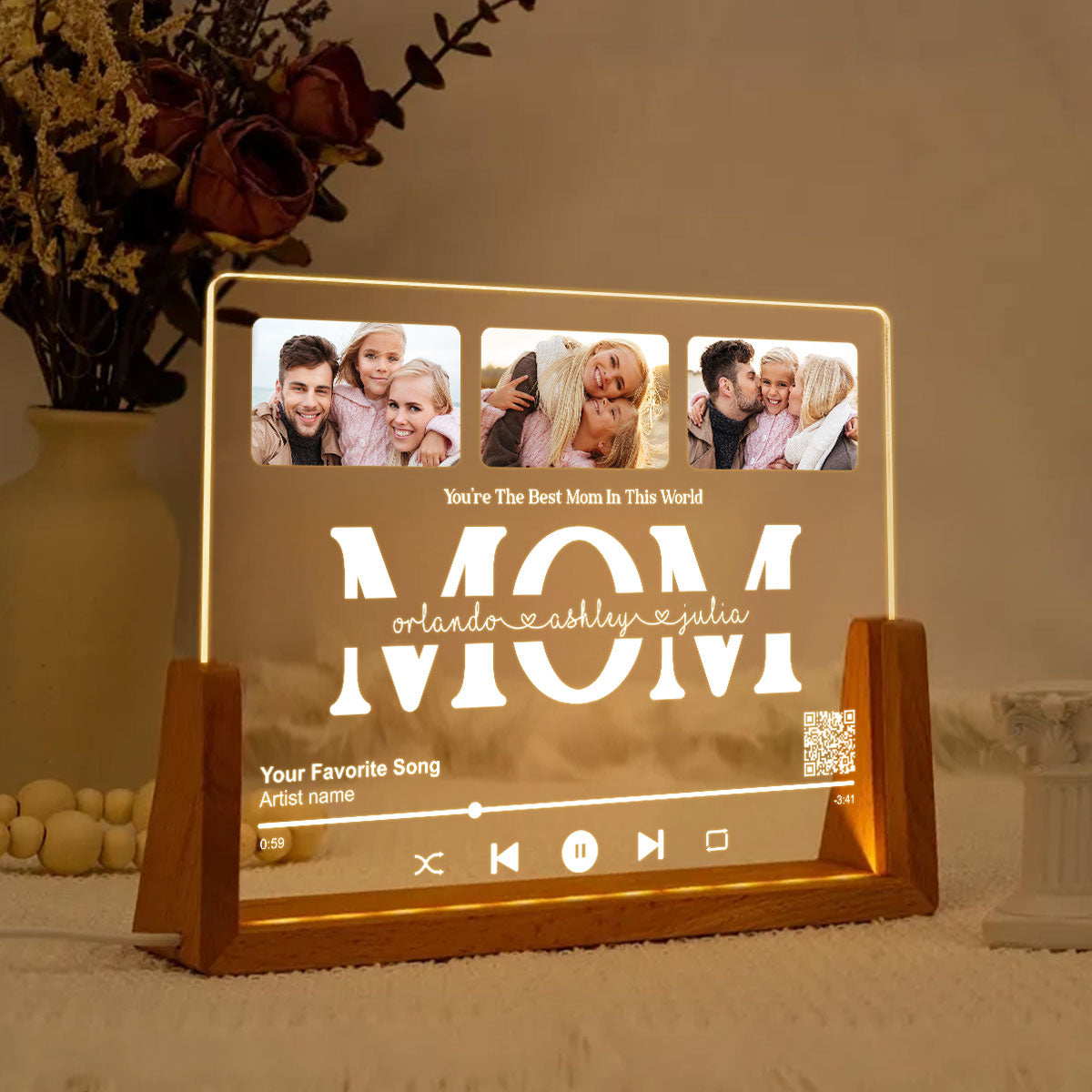 Customize with a Song That Speaks Your Heart, Personalized Photo LED Night Light