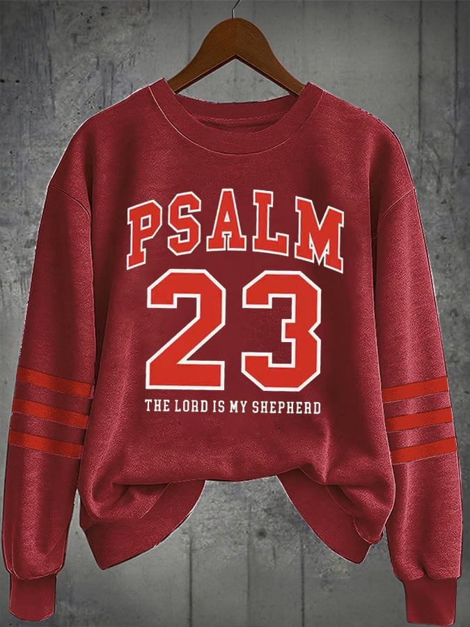 Women's Fall Christian Psalm 23 Mostly My Ranch Christian Print Casual Crew Neck Sweatshirt
