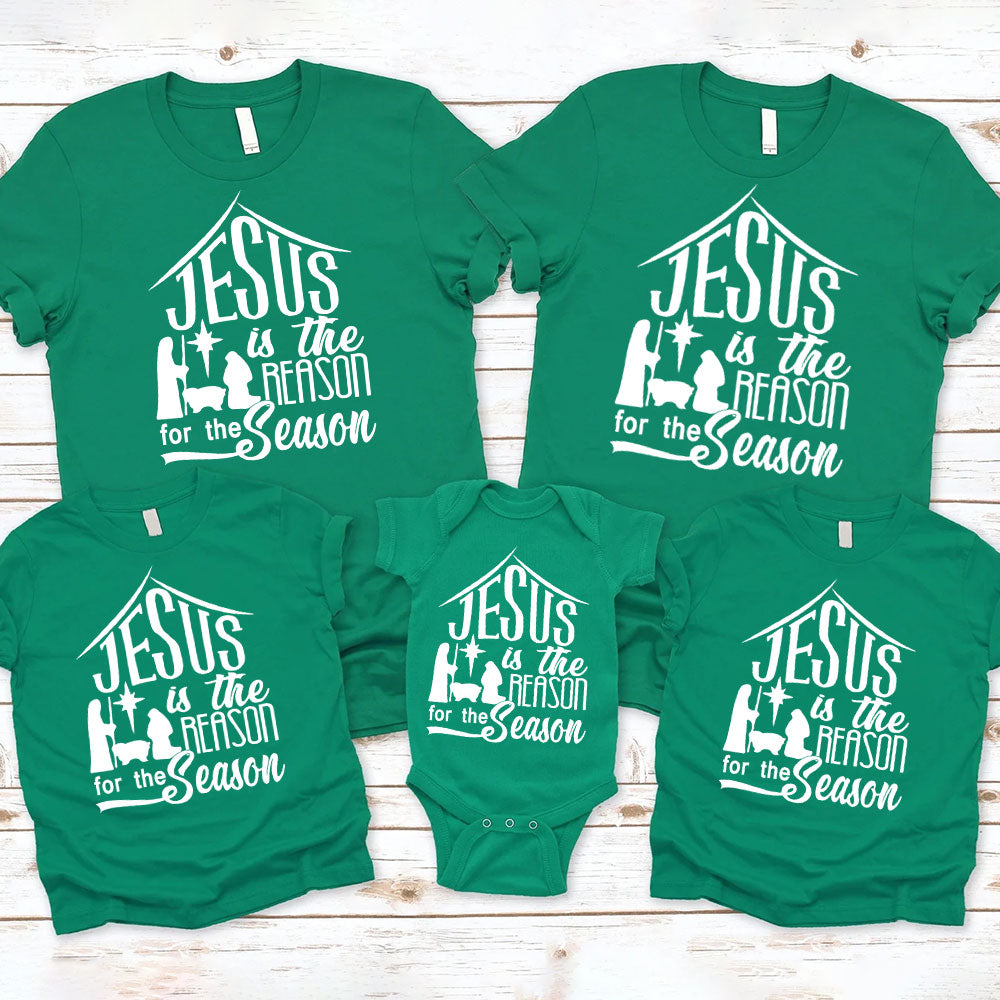 Nativity Jesus Is the Reason for the Season Family Matching Shirts