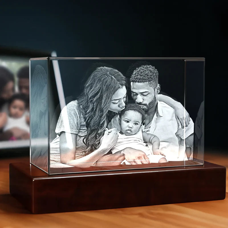 Custom 3D Photo Crystal Engraving – Personalized Laser Etched Keepsake