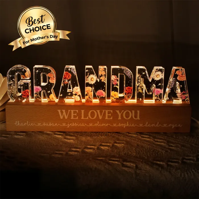 Birth Month Flower Custom LED Night Light, Birthday Gift, Anniversary Gift For Mom, For Wife, For Her