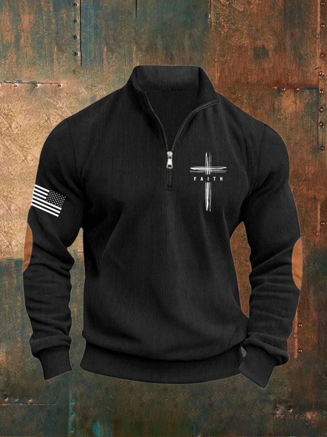 Men's Vintage Faith Cross Print Sweatshirt