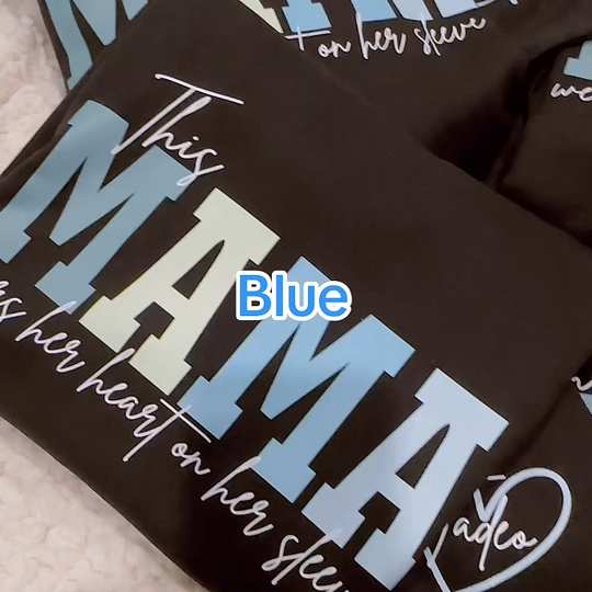 š„For Momš„Personalized MAMA Wears Her Heart On Her Sleeve Sweatshirt(Buy 2 Free Shipping)
