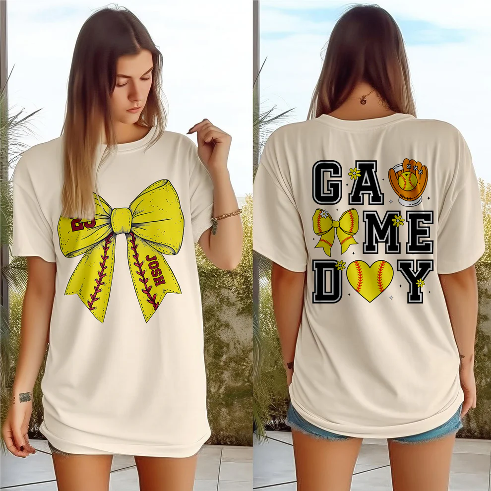 Custom Baseball Softball Basketball Mom Shirt - With Kids Name & Jersey Number
