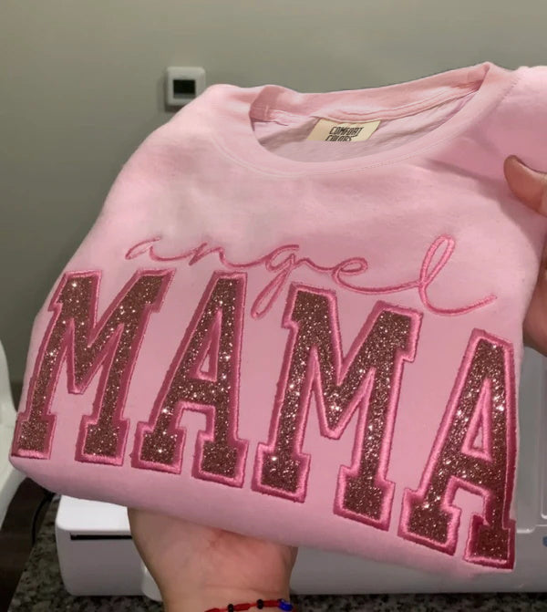 Angel MAMA Glitter Embroidered Shirt/Sweater-Gift For MAMA