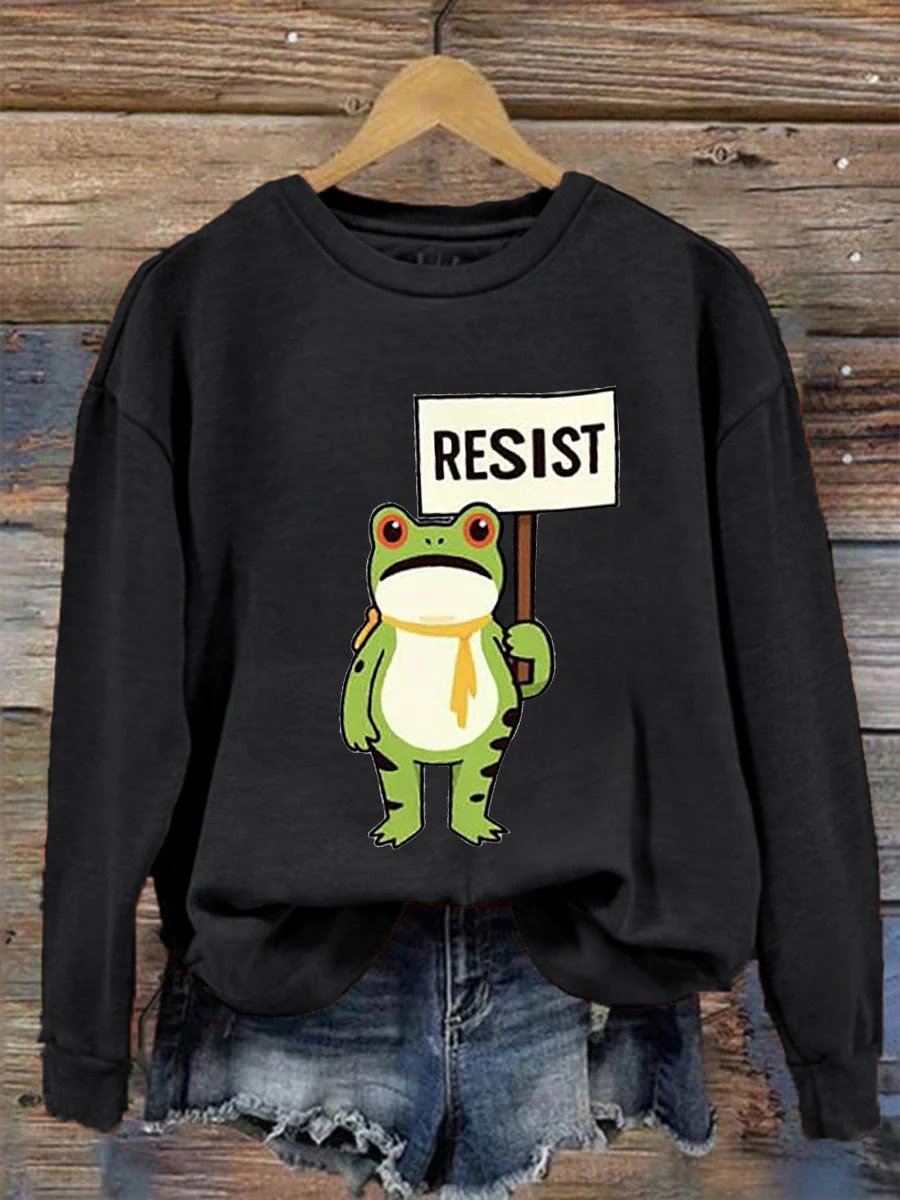 🔥Buy 3 Get 15% Off🔥Women's Retro Resist Frog Printed Round Neck Sweatshirt