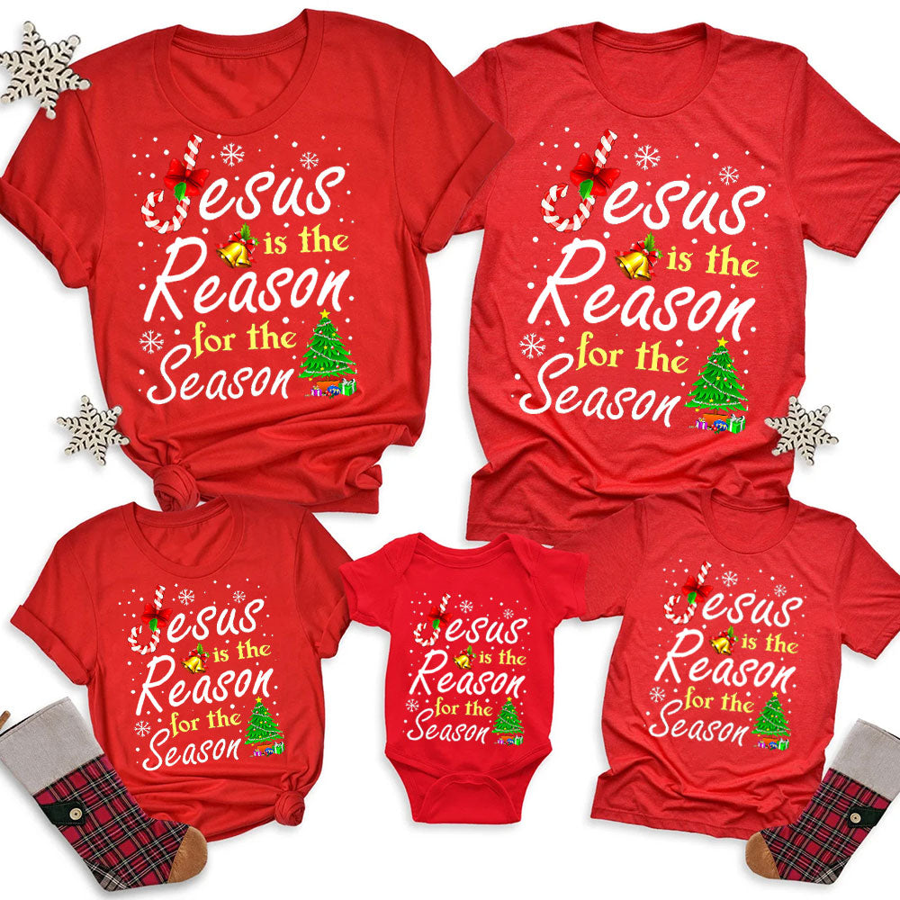 Jesus the Reason for the Season Christian Christmas Family Matching Shirts