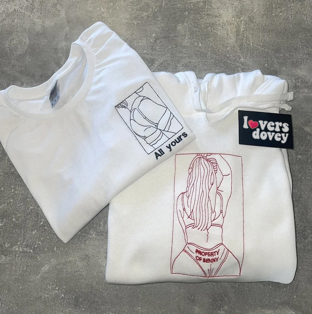 Custom Embroidered Sweatshirt β Personalized Sexy Portrait Gift for Him ππ₯