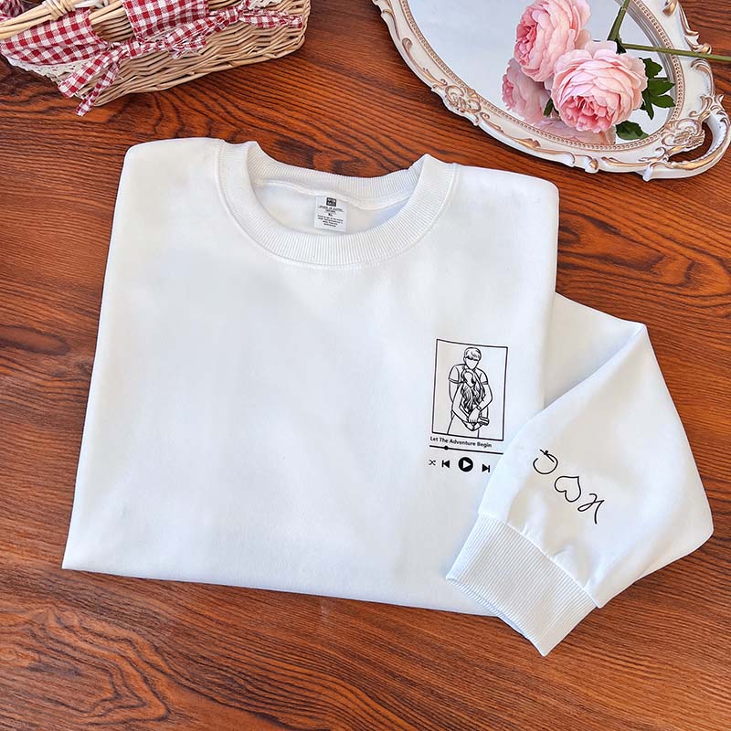 Custom Photo Love Song For Couple Embroidered Crewneck/Hoodie/T-shirt