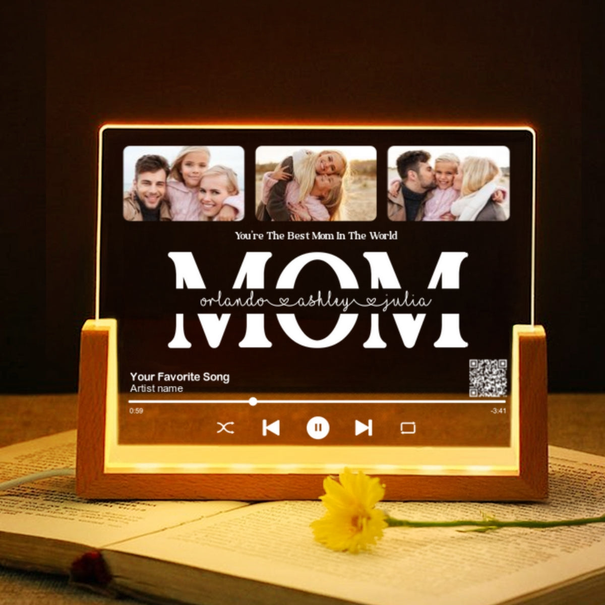 Customize with a Song That Speaks Your Heart, Personalized Photo LED Night Light