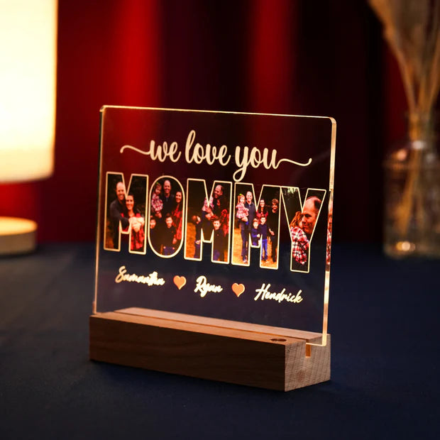 Custom LED Light Frame With Family Photos & Names- Mother's Day Gift