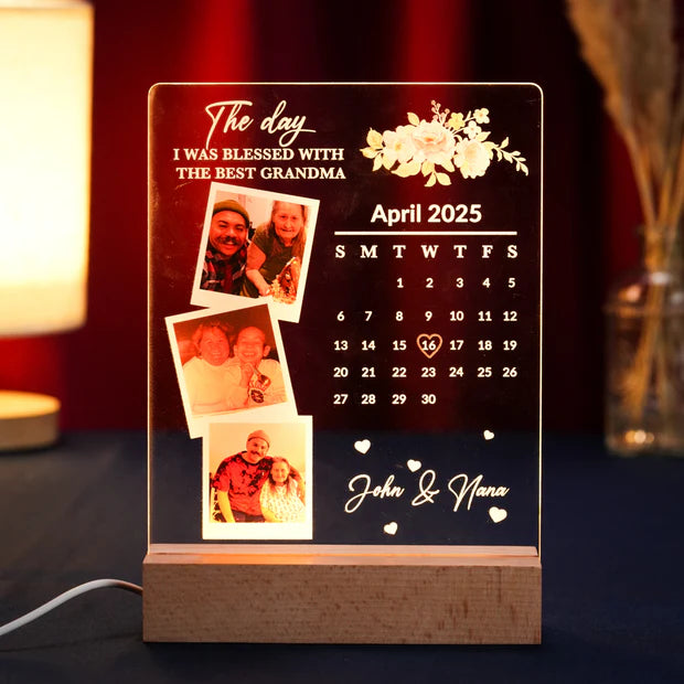 Custom LED Light Frame with Family Photos, Calendar & Names - A Gift That Keeps Giving